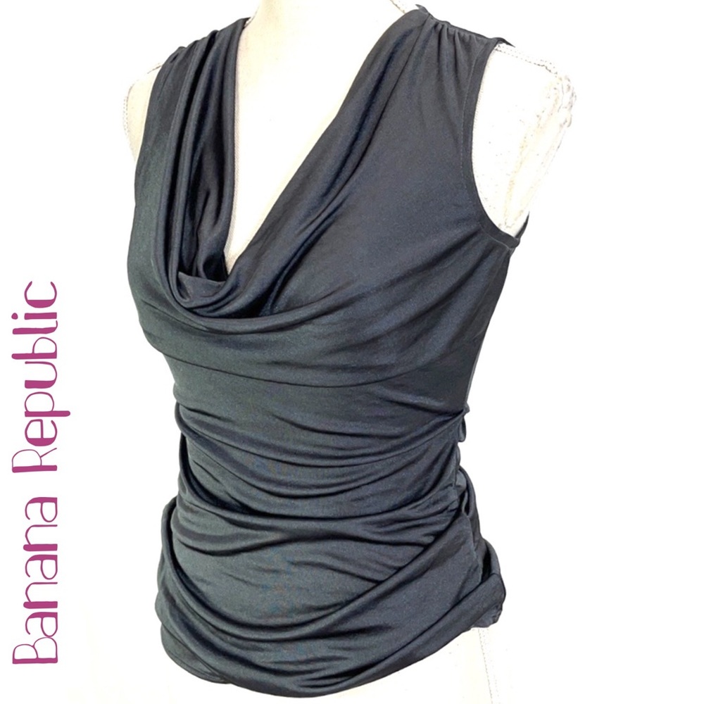 Banana Republic sliver draped cowl neck blouse
